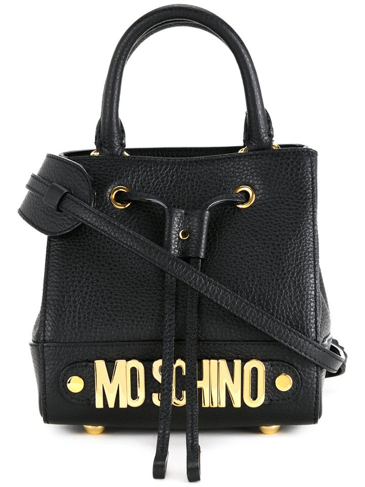 Moschino Mini Branded Bag, Women's, Black, Calf Leather