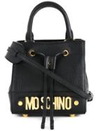 Moschino Mini Branded Bag, Women's, Black, Calf Leather