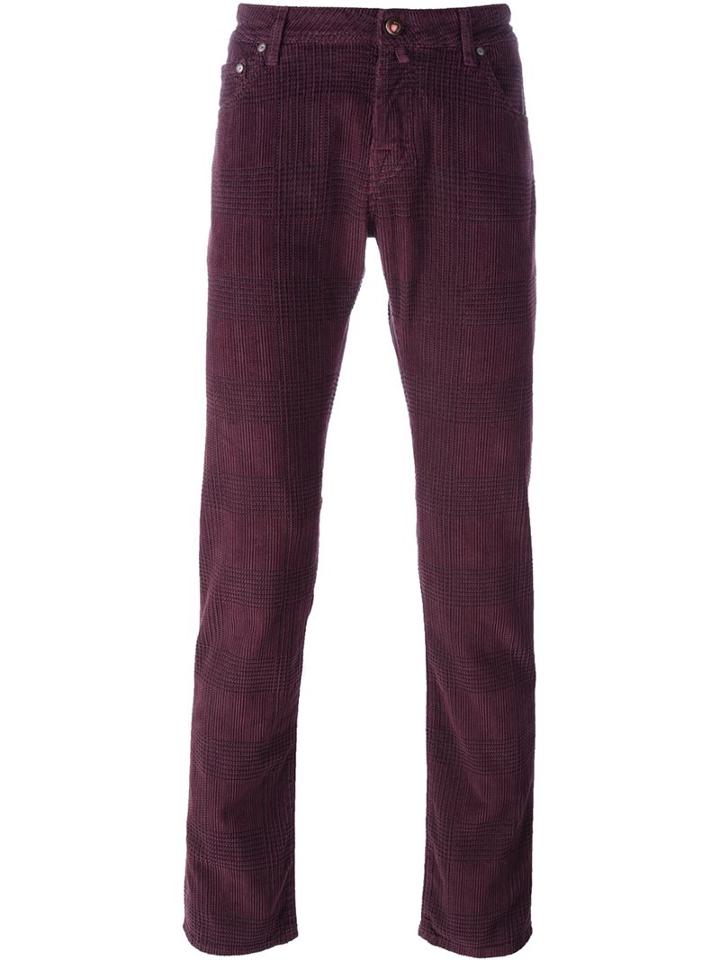 Jacob Cohen Plaid Skinny Jeans, Men's, Size: 33, Pink/purple, Cotton/spandex/elastane