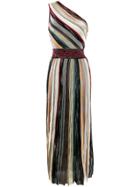 Missoni Grecian Striped One Shoulder Dress - Neutrals