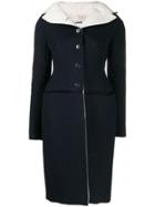 Jil Sander Pre-owned Buttoned Fitted Midi Coat - Blue