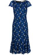 Alice+olivia Embroidered Floral Midi Dress - Blue