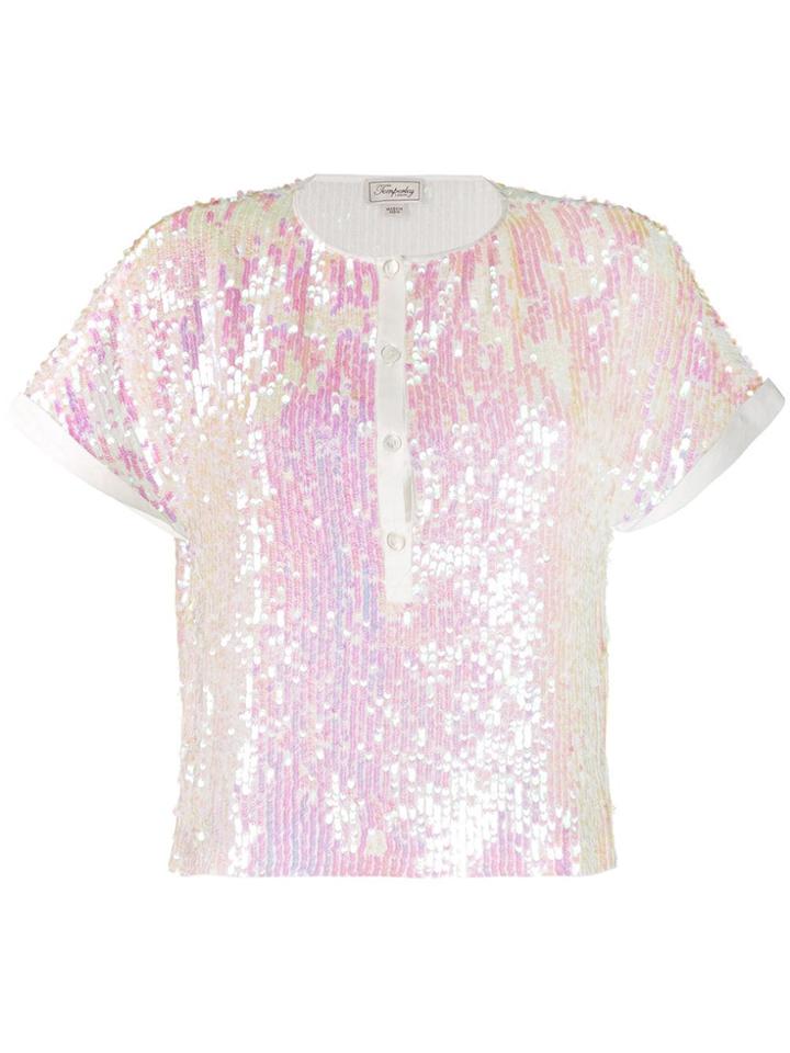 Temperley London Bia Sequinned Top - White