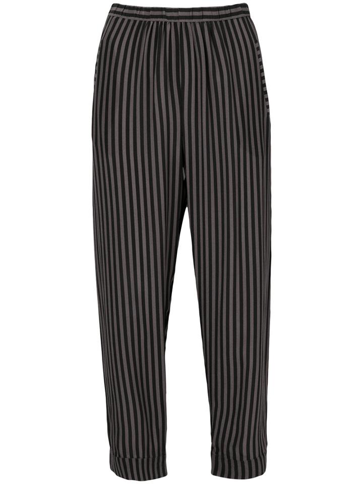 Humanoid - Striped Cropped Trousers - Women - Silk - S, Black, Silk