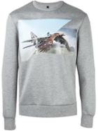 Neil Barrett Eagle Print Sweatshirt, Men's, Size: Medium, Grey, Viscose/polyurethane