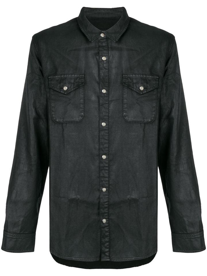 John Varvatos Waxed Button Shirt - Black