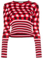 Molly Goddard Red Fifi Knit Check Cotton Sweater