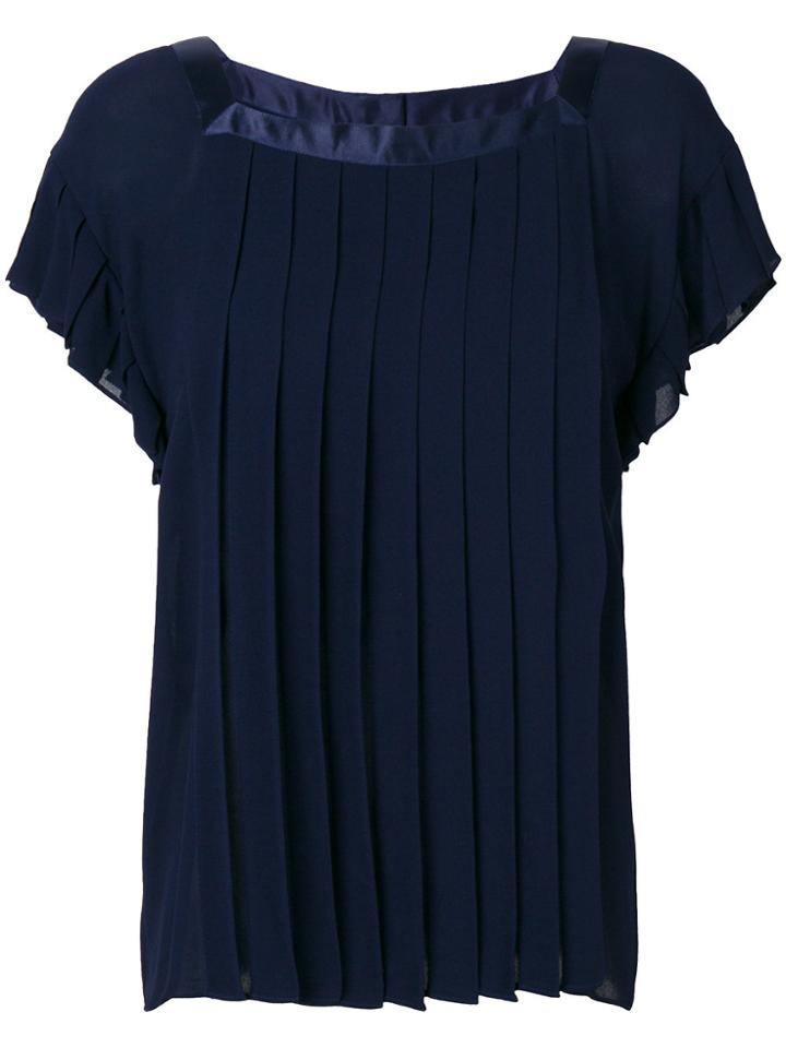 Yves Saint Laurent Vintage Pleated Loose Blouse - Blue