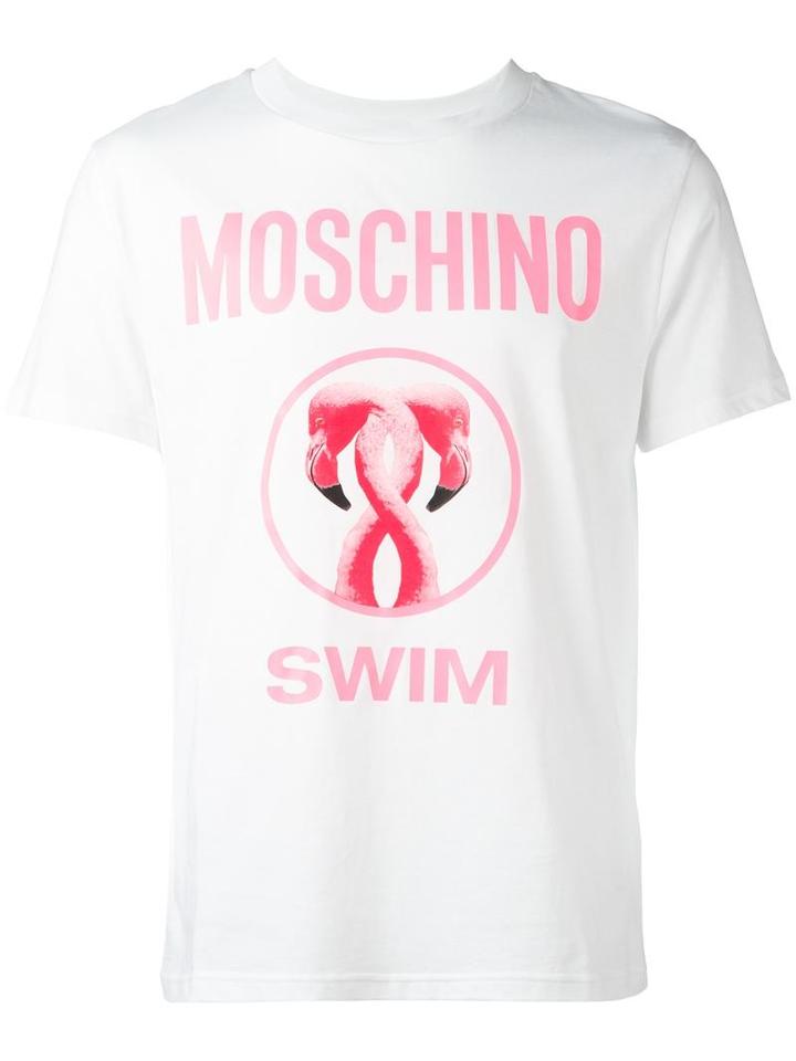 Moschino Flamingo Print T-shirt, Men's, Size: Large, White, Cotton
