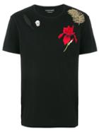 Alexander Mcqueen - Embroidered T-shirt - Men - Silk/cotton/polyamide/brass - Xxl, Black, Silk/cotton/polyamide/brass