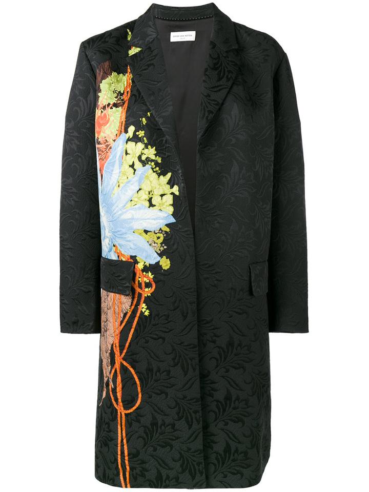 Dries Van Noten Rolt Floral Brocade Coat, Women's, Size: 40, Black, Cotton/viscose