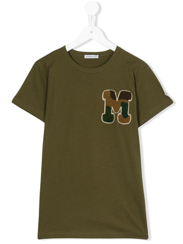 Moncler Kids - Embroidered M T-shirt - Kids - Cotton - 14 Yrs, Boy's, Green