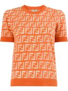 Fendi Ff Motif Knitted Top - Orange