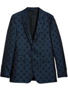 Burberry Soho Fit Spot Wool Silk Cotton Evening Jacket - Blue