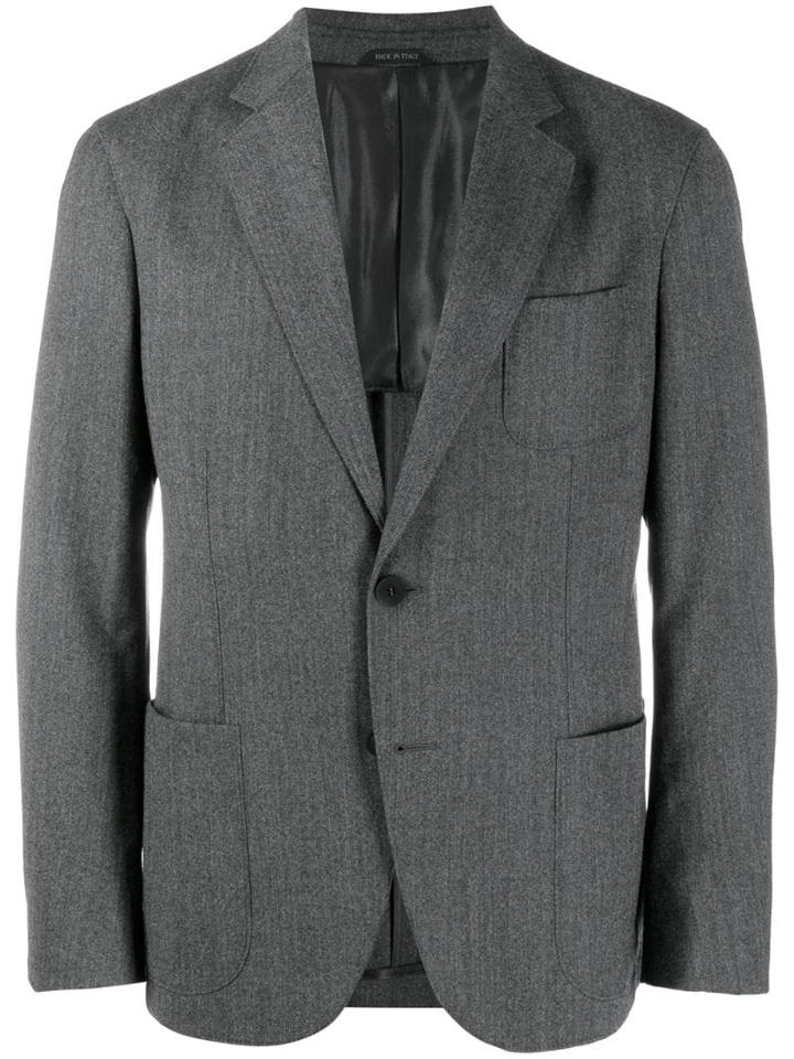 Giorgio Armani Regular-fit Chevron Blazer - Grey