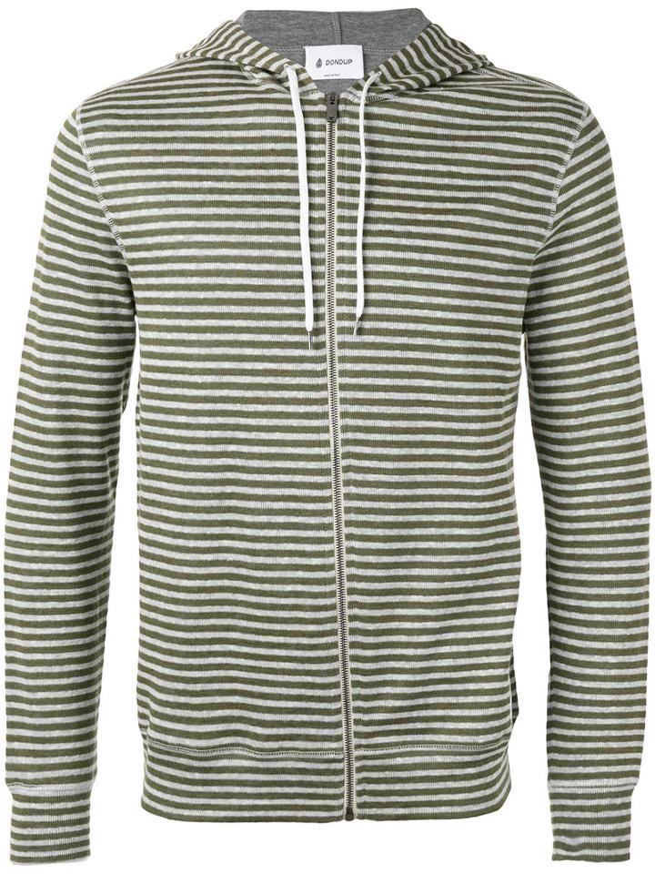Dondup - Striped Hoodie - Men - Cotton/linen/flax/polyamide - Xl, Green, Cotton/linen/flax/polyamide