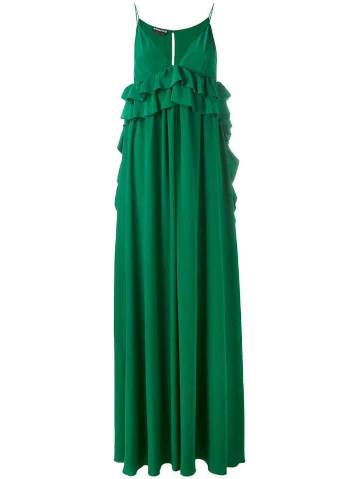 Rochas - Ruffled Maxi Dress - Women - Silk - 40, Green, Silk