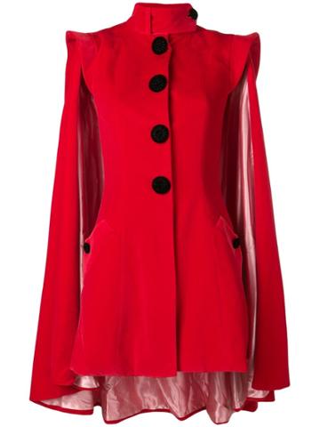 Palomo Spain Velvet Cape Jacket - Red