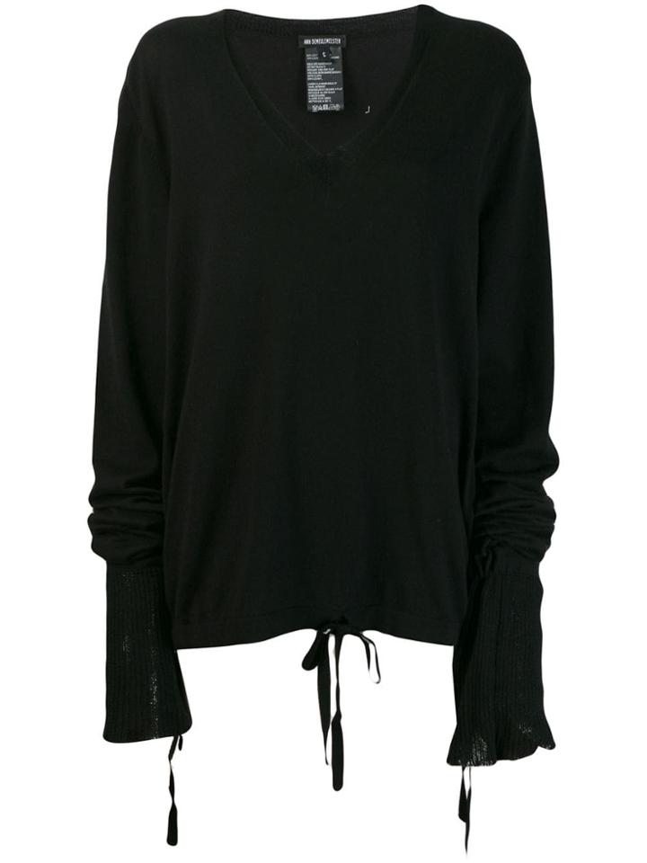 Ann Demeulemeester Drawstring V-neck Jumper - Black