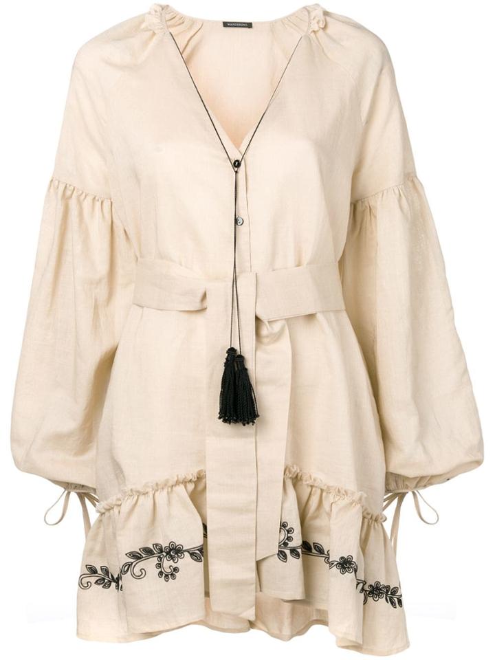 Wandering Puffball Sleeve Dress - Neutrals