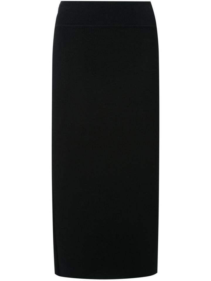 Scanlan Theodore Crepe Knit Slit Back Skirt, Women's, Size: Large, Black, Viscose