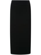 Scanlan Theodore Crepe Knit Slit Back Skirt, Women's, Size: Large, Black, Viscose