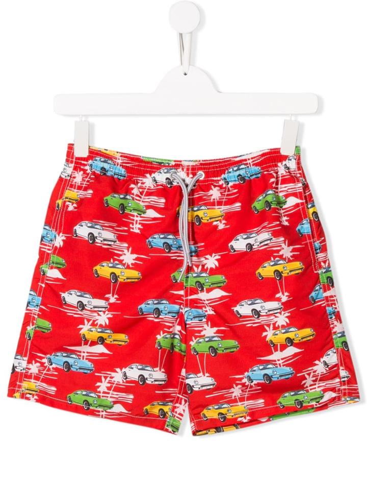 Mc2 Saint Barth Kids Car Print Shorts - Red