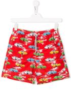 Mc2 Saint Barth Kids Car Print Shorts - Red