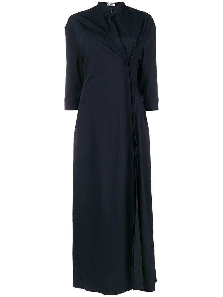 Jil Sander Gathered Band Collar Dress - Blue