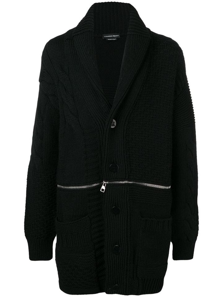 Alexander Mcqueen Zip Detail Cardigan - Black