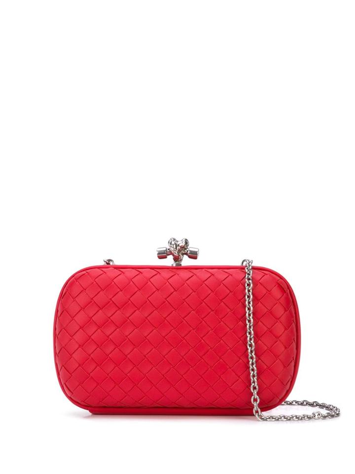 Bottega Veneta Intrecciato Knotted Chain Clutch - Red