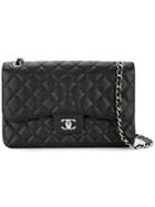 Chanel Vintage Cc Logos Double Flap Chain Shoulder Bag - Black