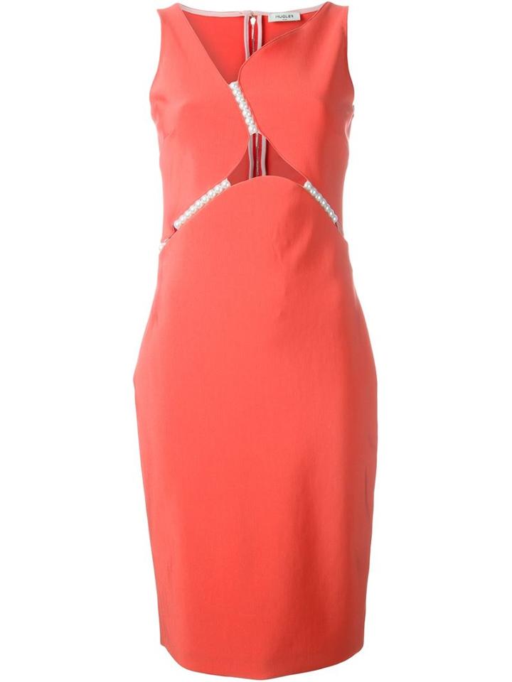 Mugler Cut-out Pearl Detail Dress