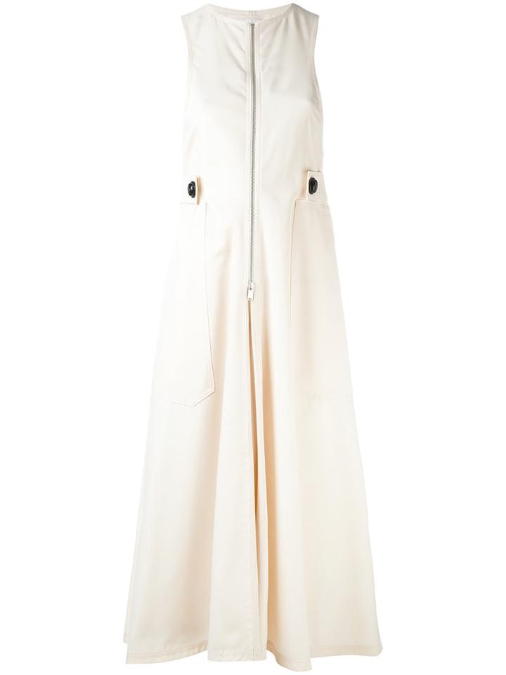 Lemaire - Belted Detail Zipped Dress - Women - Cotton/polyethylene/virgin Wool - 36, Nude/neutrals, Cotton/polyethylene/virgin Wool