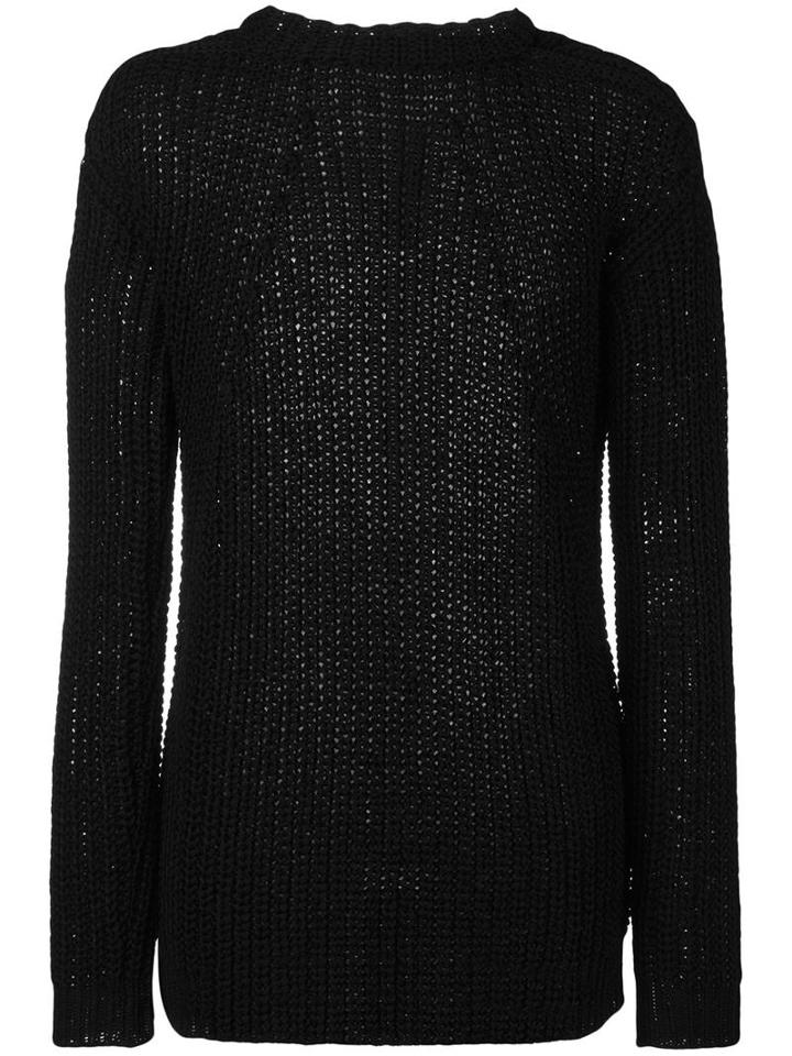 Rick Owens Open Knit Jumper, Men's, Black, Cotton