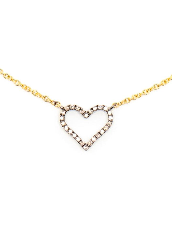 Rosa De La Cruz Micro 18k Gold And Diamond Heart Necklace