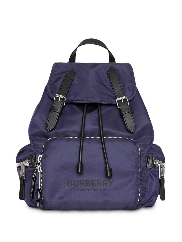 Burberry The Medium Rucksack In Logo Print Nylon - Blue