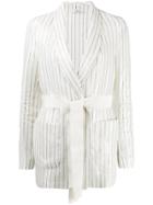 Peserico Pinstripe Blazer - White