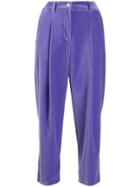 Jejia Cropped Velvet Trousers - Purple