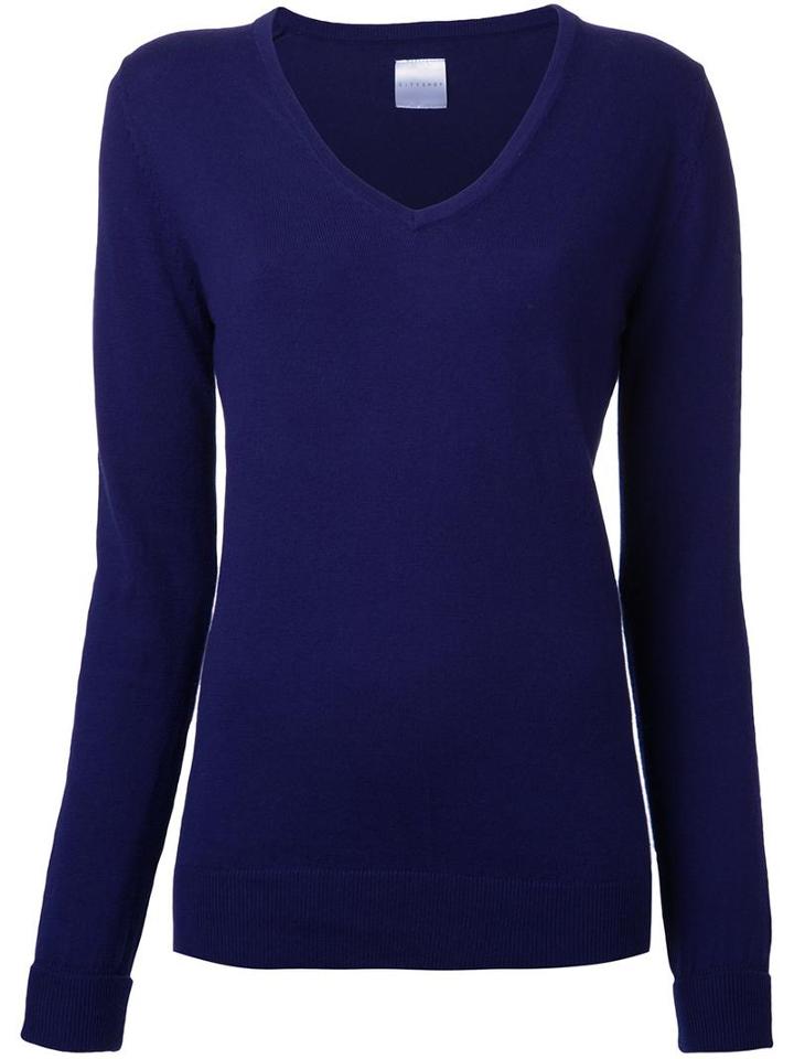 Cityshop 'city' V-neck Jumper, Women's, Blue, Cotton/cashmere