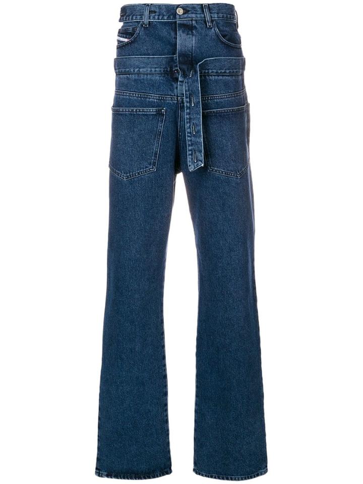 Diesel Red Tag Reversed Wide Leg Jeans - Blue