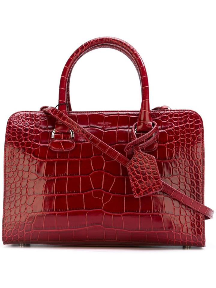 Giorgio Armani Crocodile Effect 'bauletto' Tote, Women's, Red