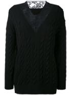 Alexander Wang - Lace Detail Jumper - Women - Cotton/nylon/viscose/wool - Xs, Black, Cotton/nylon/viscose/wool