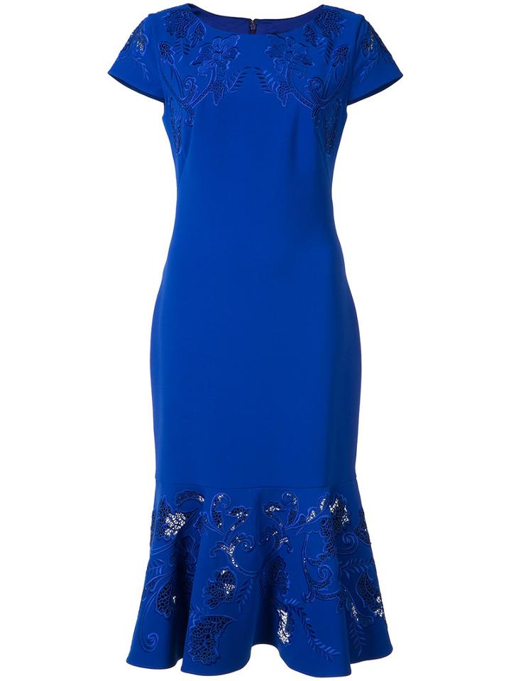 Marchesa Notte Peplum Hem Dress, Women's, Size: 16, Blue, Polyester