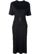 Lemaire Side Slit Belted T-shirt Dress, Women's, Size: Medium, Black, Cotton