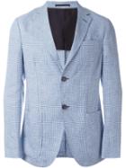 Z Zegna Checked Blazer, Men's, Size: 50, White, Linen/flax/cupro