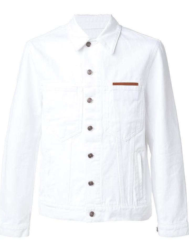 Umit Benan Back Patched Denim Jacket, Men's, Size: 50, White, Cotton