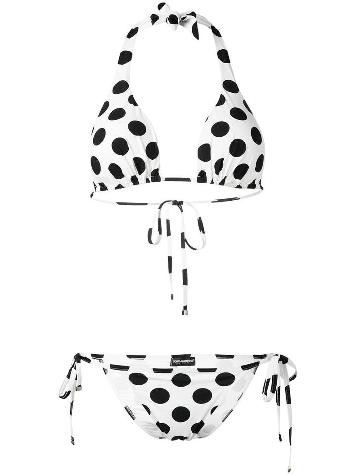 Dolce & Gabbana Polka Dot Bikini, Women's, Size: 1, White, Polyamide/spandex/elastane/polyurethane/polyester