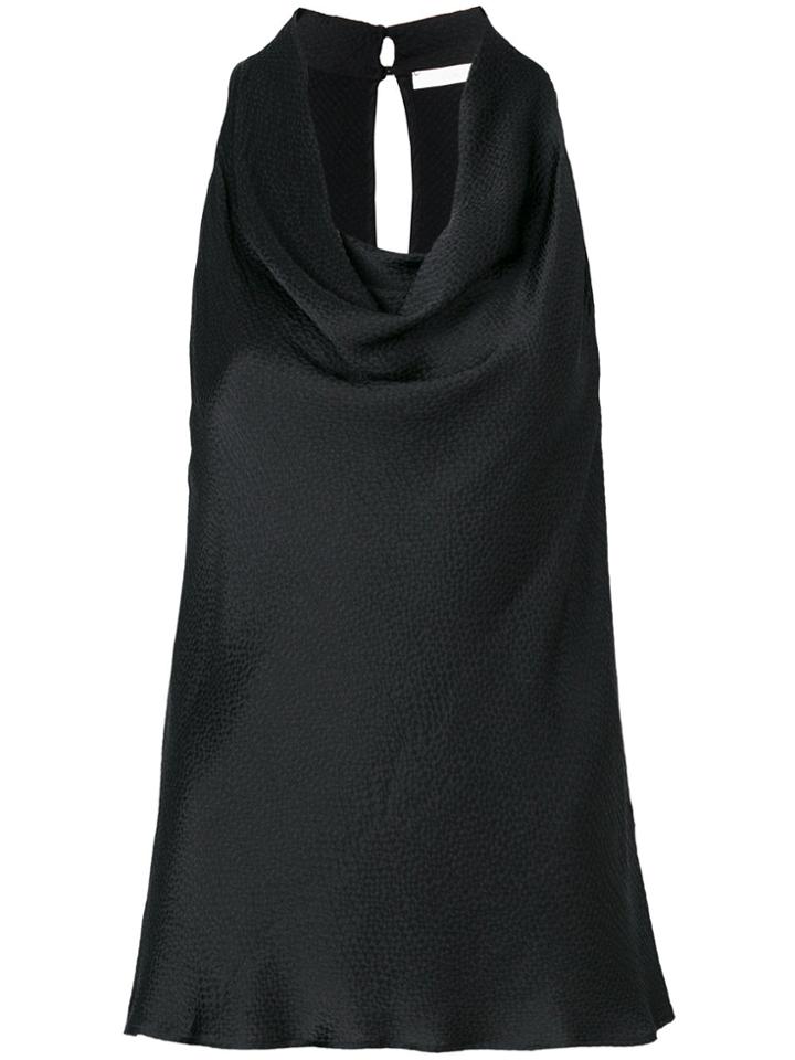 L'autre Chose Draped Neck Blouse - Black