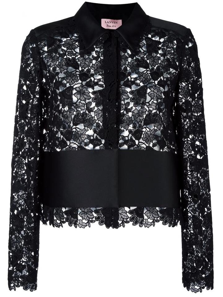 Lanvin Embroidered Panel Shirt, Women's, Size: 36, Black, Cotton/polyester
